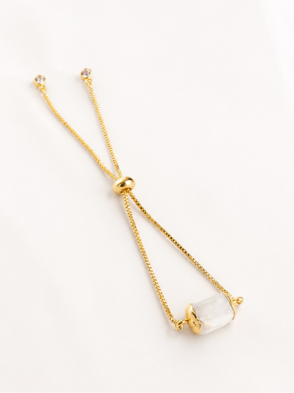 Genuine Moonstone Gold Slider Bracelet